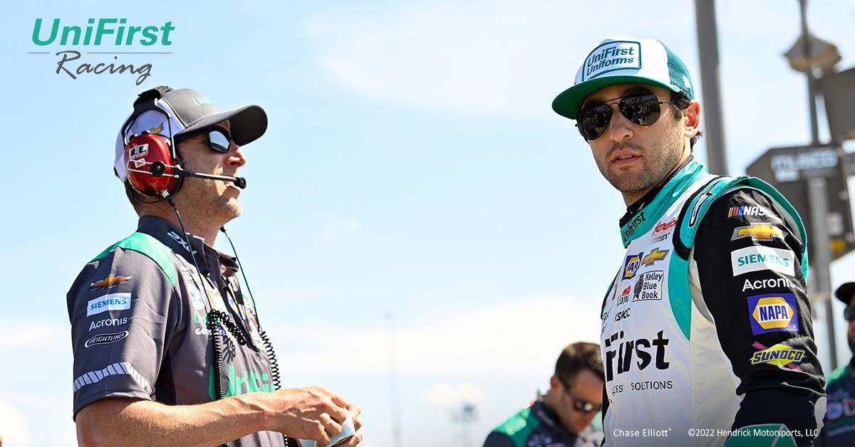 Chase Elliott makes his final appearance of the NASCAR season driving the No. 9 UniFirst Chevy