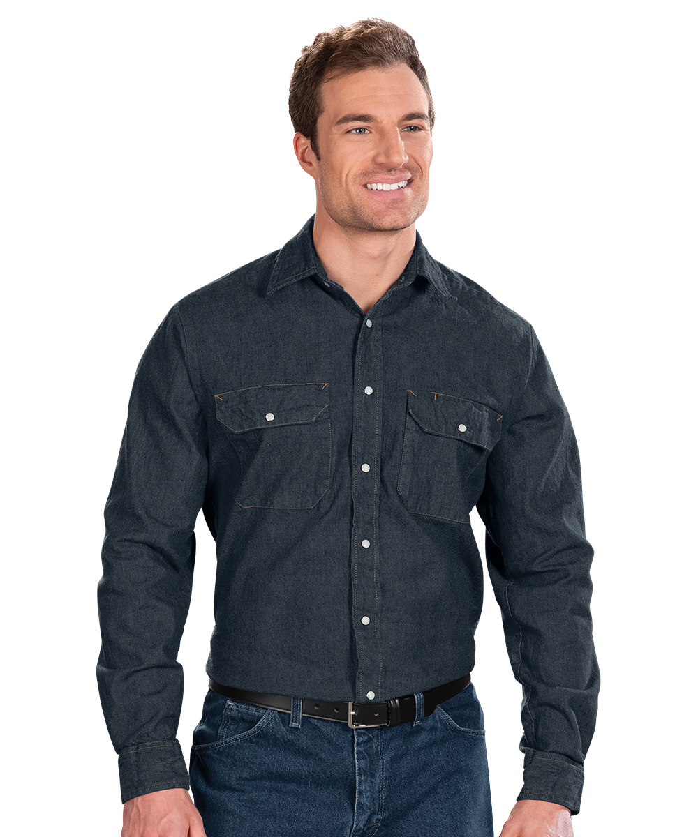 Snap Front Denim Long Sleeve Uniform Work Shirts | UniFirst