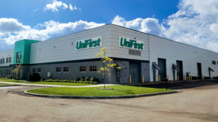 The exterior of UniFirst's new state-of-the-art uniform service and processing facility serving Syracuse.