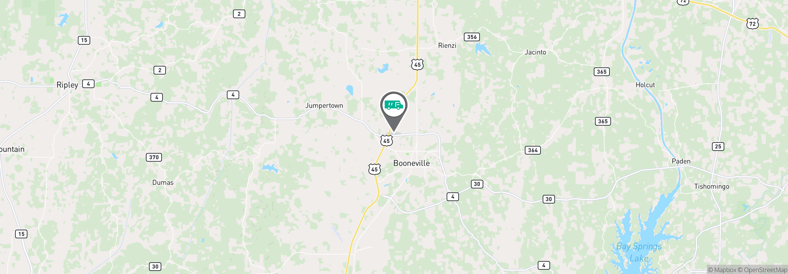 Map Image For booneville ms facility services