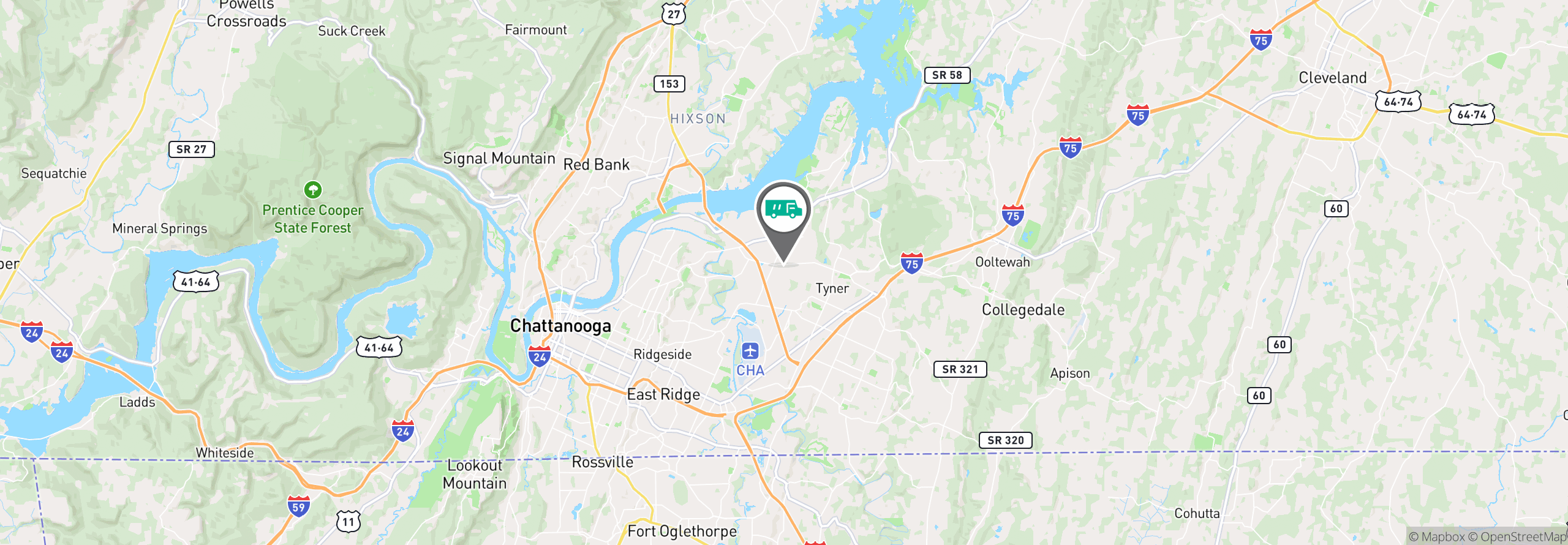Map Image For chattanooga tn uniforms