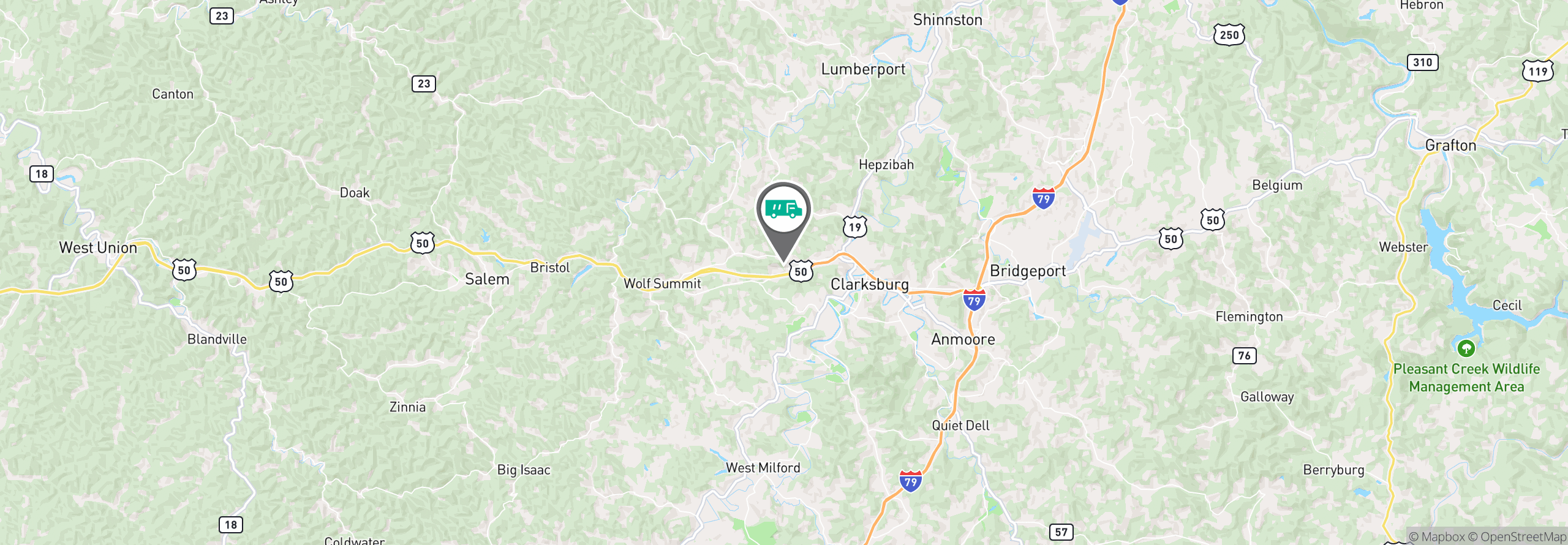 Map Image For clarksburg wv uniforms