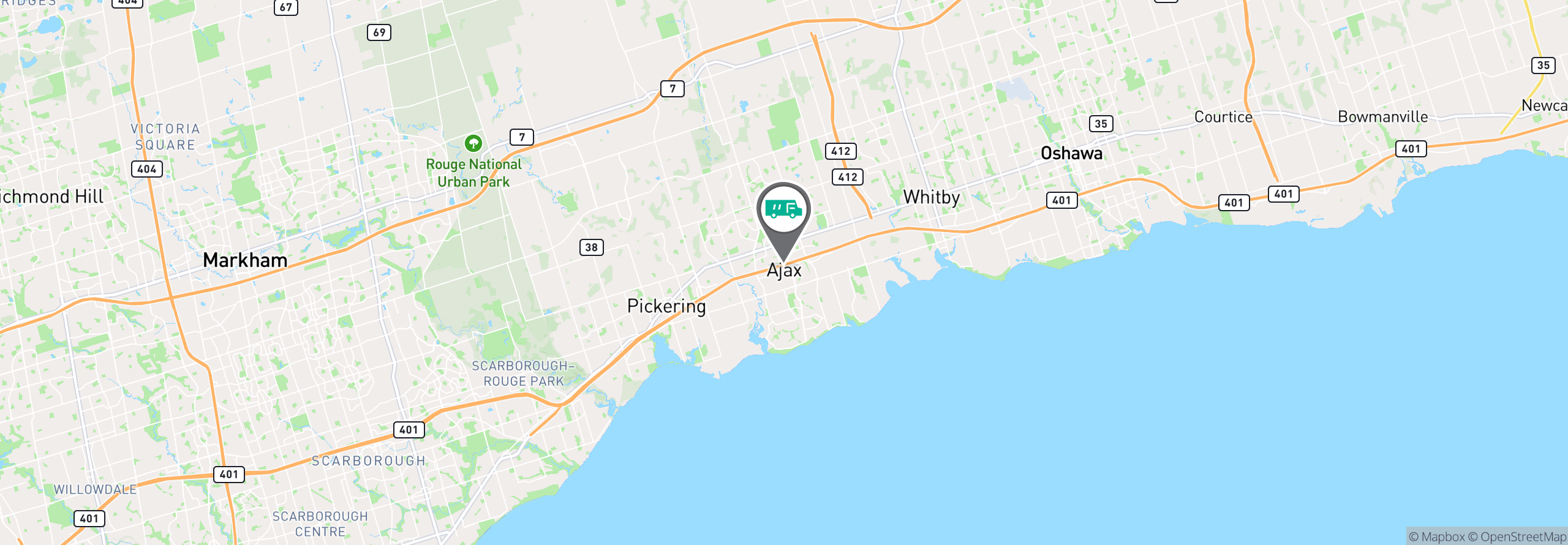 Map Image For east toronto on facility services
