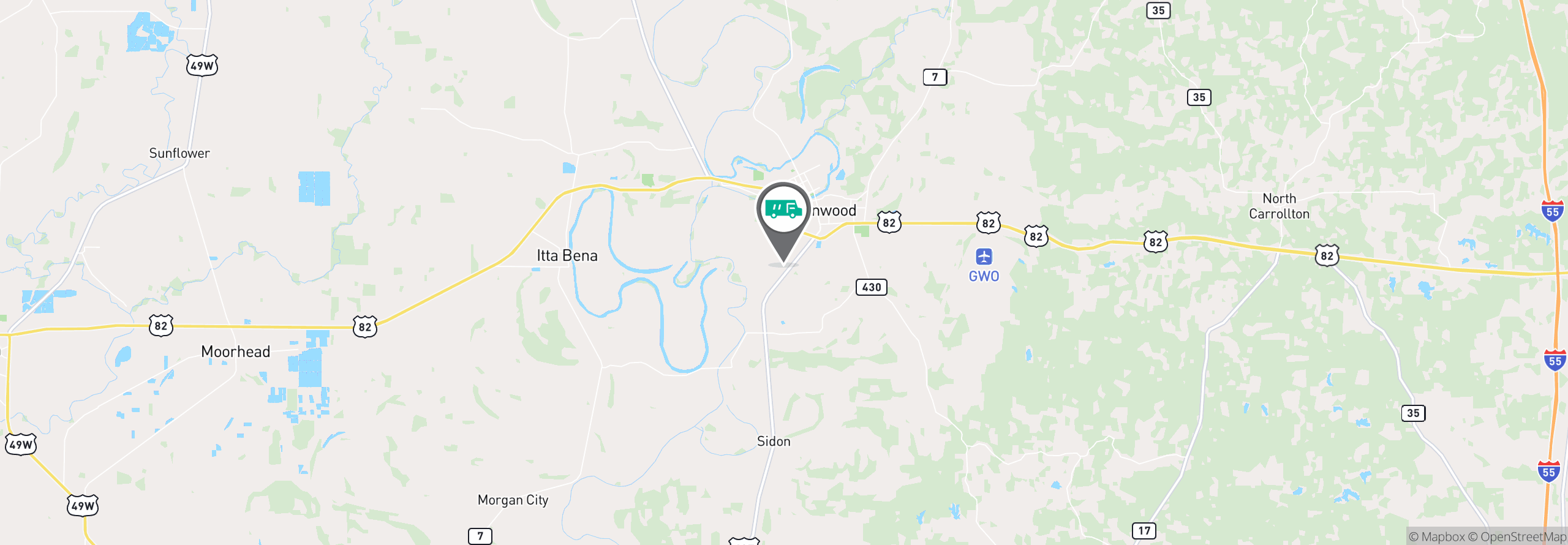 Map Image For greenwood ms facility services