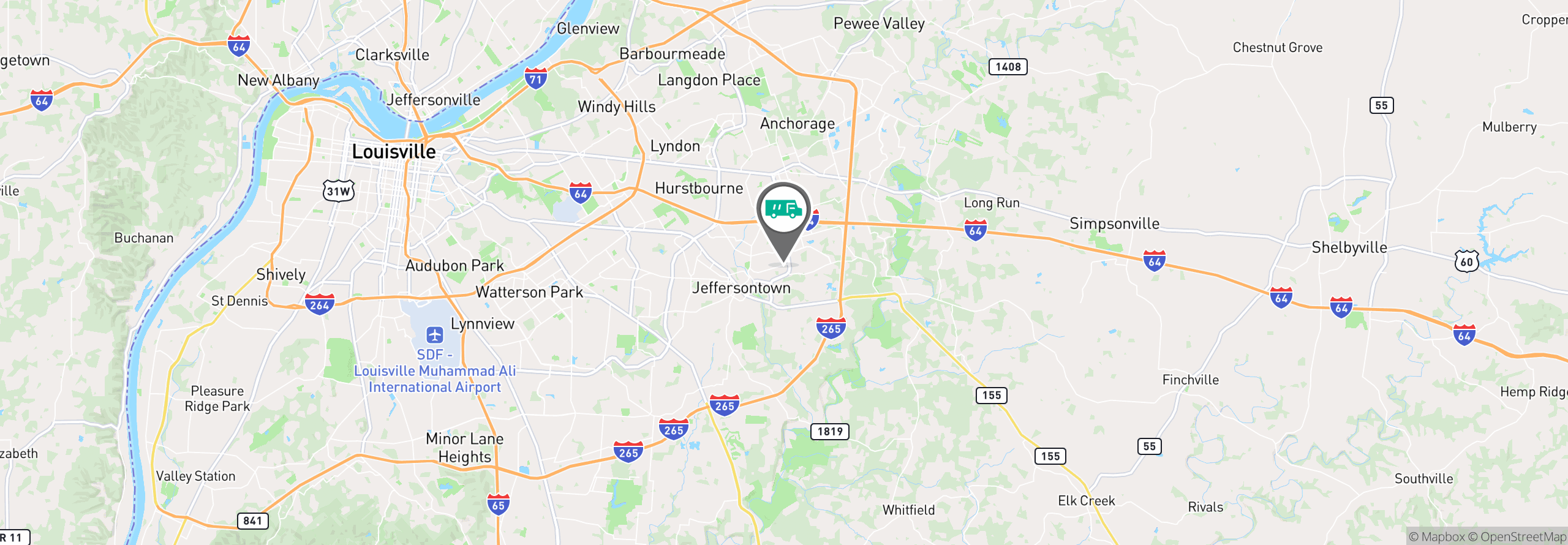 Map Image For louisville ky facility services