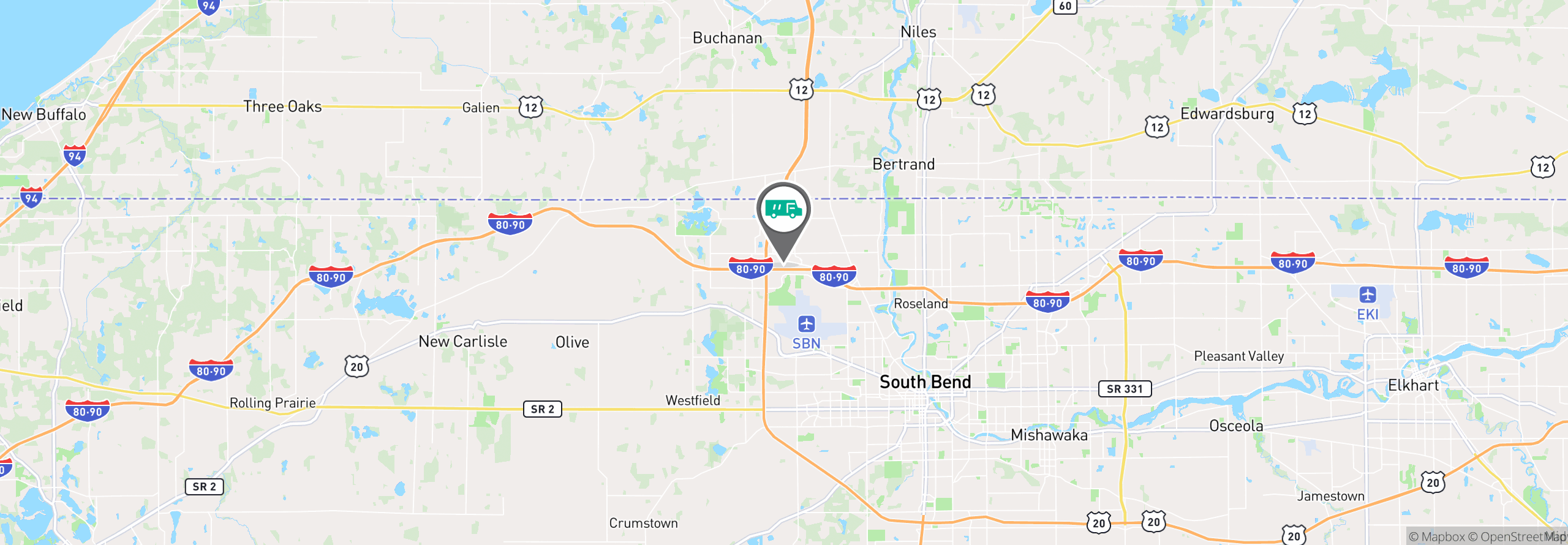 Map Image For south bend in uniforms