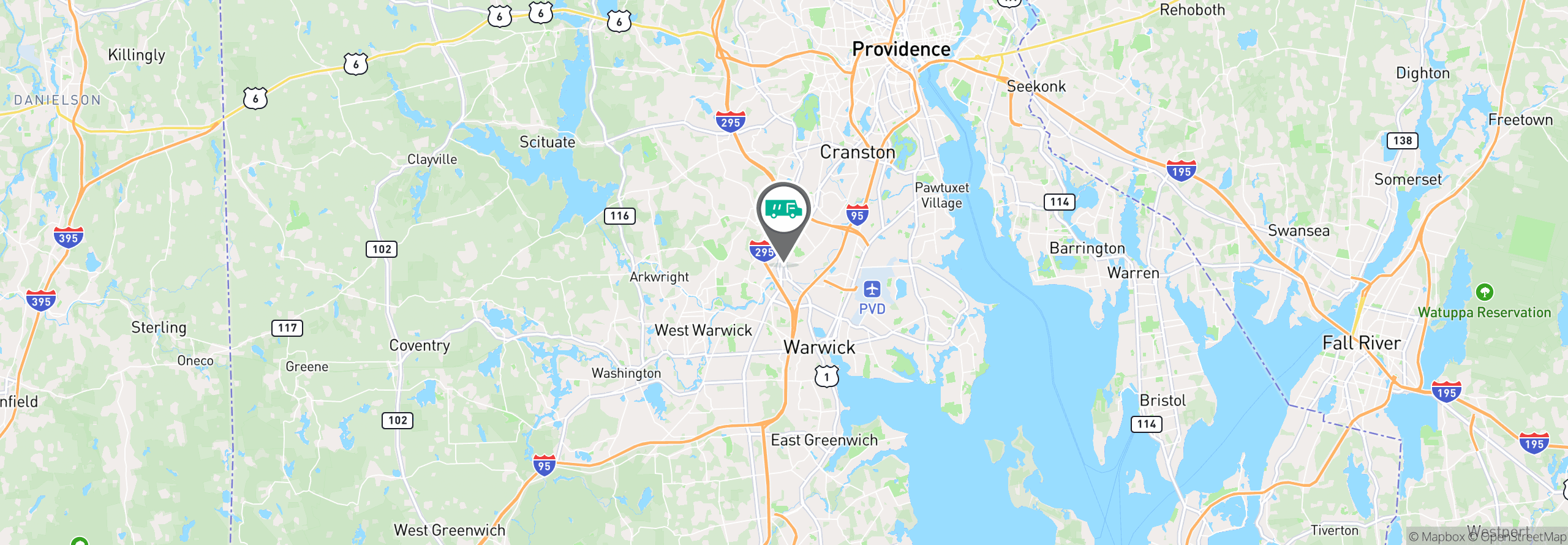 Map Image For warwick ri facility services