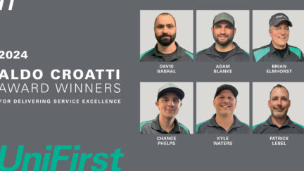 The six recipients of the 2024 UniFirst Aldo Croatti Award winners for customer service excellence.