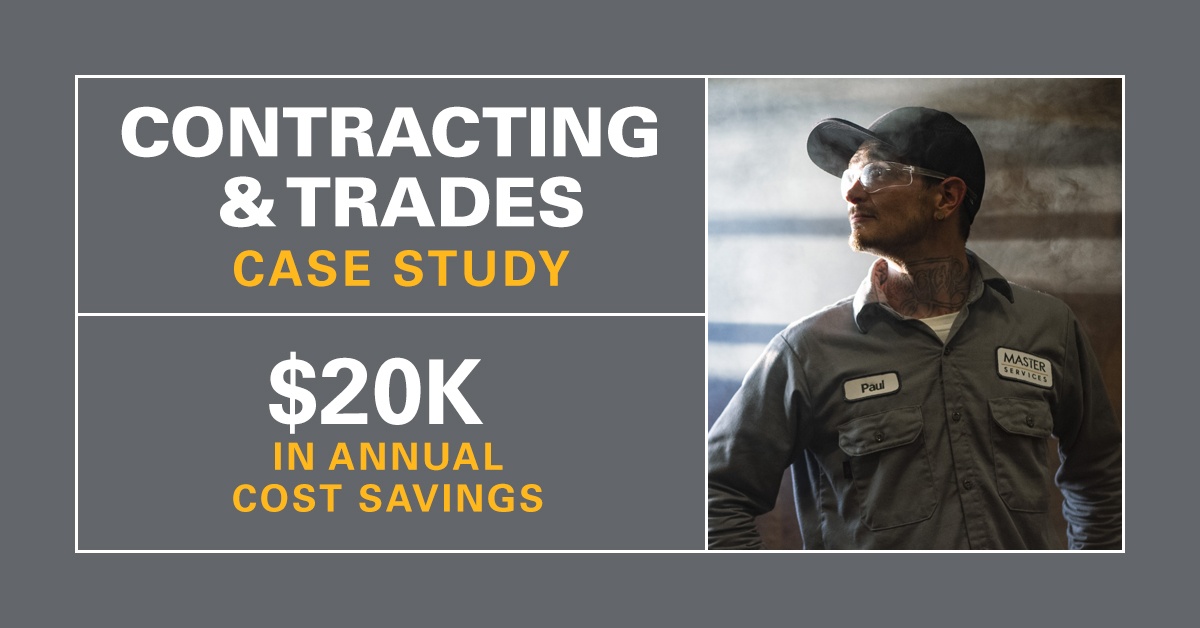 Contracting and Trades worker standing in UniFirst uniform pants and shirt