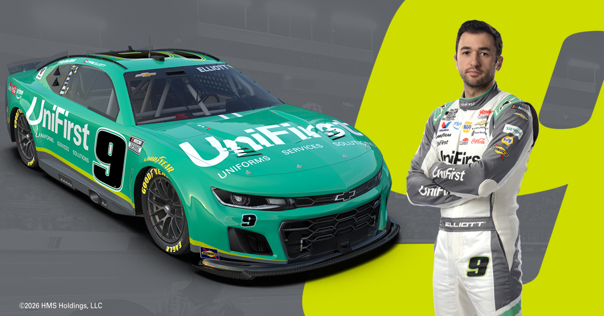 The UniFirst No. 9 Chevy and Chase Elliott.