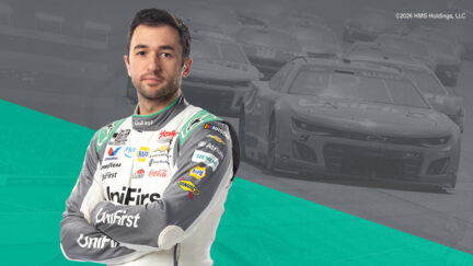 Chase Elliott and the No. 9 UniFirst Chevy racing on the track at Martinsville.
