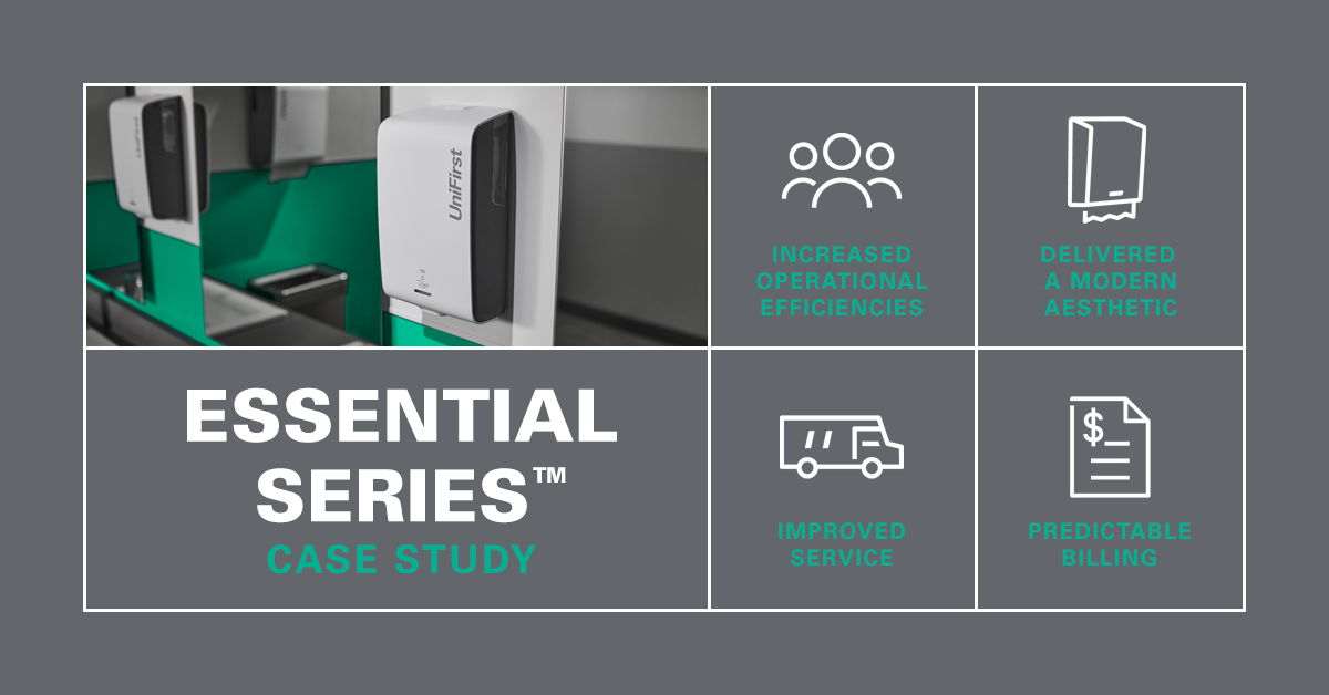 Image for the Essential Series case study showing the Essential Series line of restroom supplies.