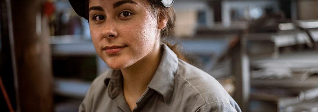 Woman wearing Flame Resistant Clothes