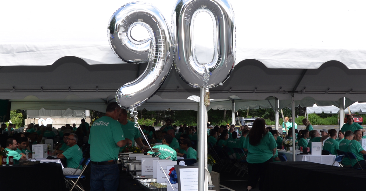 90 year balloons in celebration of UniFirst's 90 years of service at this year's 25th annual Founder's Day.