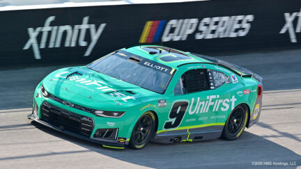 The 2026 No. 9 UniFirst Chevy driven by Chase Elliott races on the track.