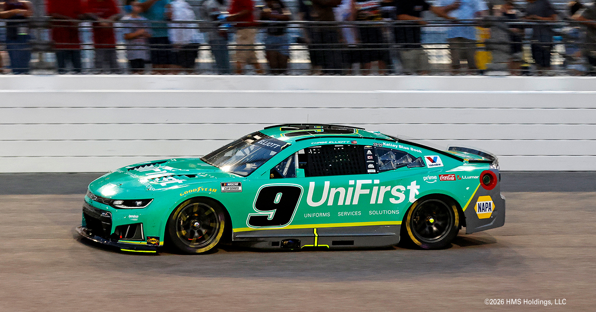 The No. 9 UniFirst Chevy returns to the track at Charlotte Motor Speedway with Chase Elliott behind the wheel.