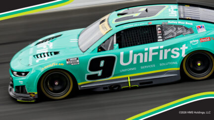The No 9 UniFirst Chevy features a bold green and white design with our iconic U mark, the symbol of unbeatable service.
